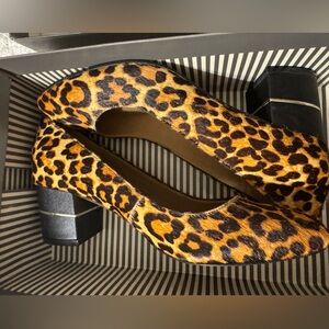 Aubrey Lynn Womens Amanda Pump Block Heels Shoes Brown Leopard Calf Hair 8M